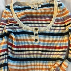 AMERICAN EAGLE BRAND STRIPED CROP TOP SHIRT